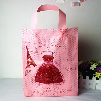 

shopping bags very thick 0.16mm Vertical version prink dress design with handle plastic bags 50pcs/lot Fit clothes or gift