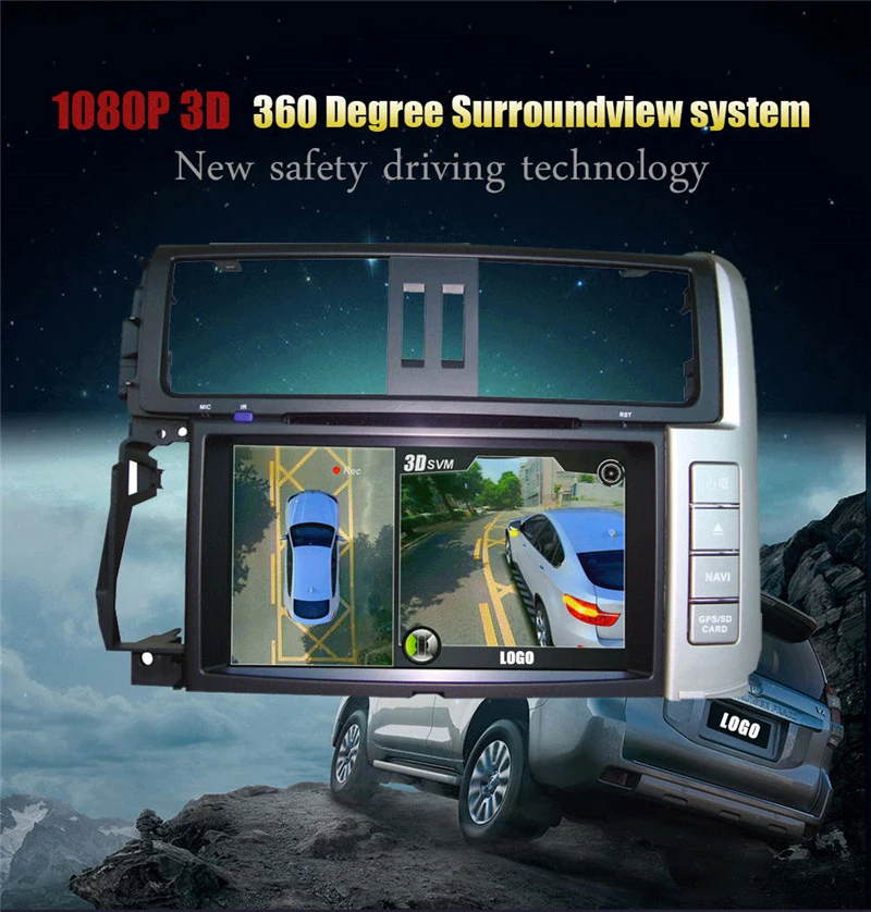 

Newst HD 3D 360 Surround View System driving support Bird View Panorama System 4 Car camera 1080P DVR G-Sensor