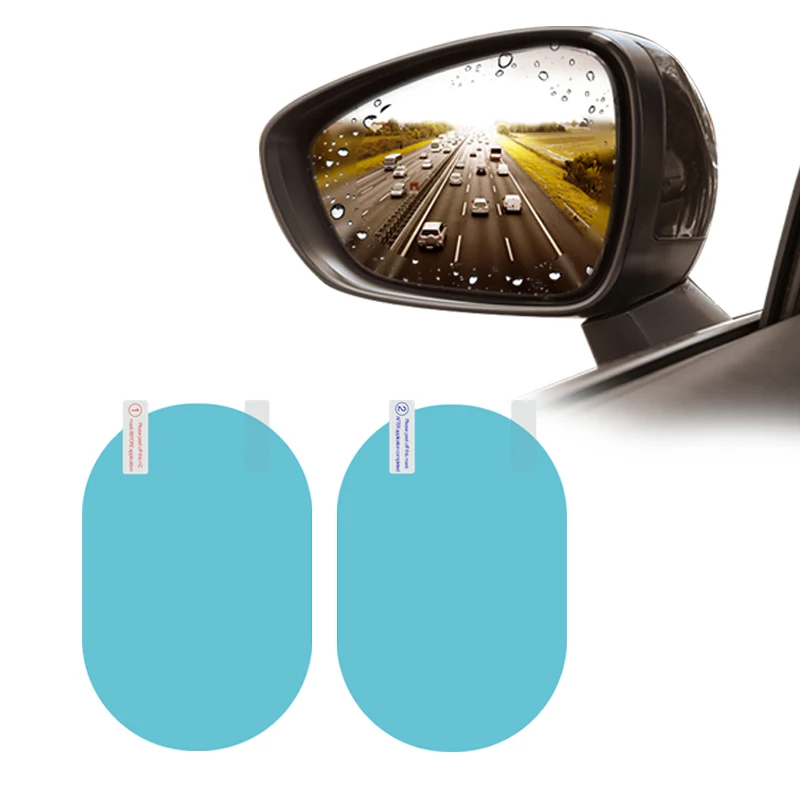 2PCS Car Rearview Mirror Window Protective Film Anti Fog Clear Rainproof Rear View Mirror Protective Soft Film Auto Accessories