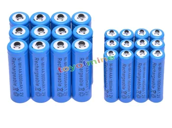 

12x AA + 12x AAA 1.2V 1800mAh 3000mAh NiMH Blue Rechargeable Battery Cell