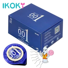 IKOKY Ice Heat Touch naturalne lateksowe kwasy hialuronowe prezerwatywy Sex produkty 0.01 Ultra cienkie zabawki erotyczne dla mężczyzn 10 sztuk/pudło
