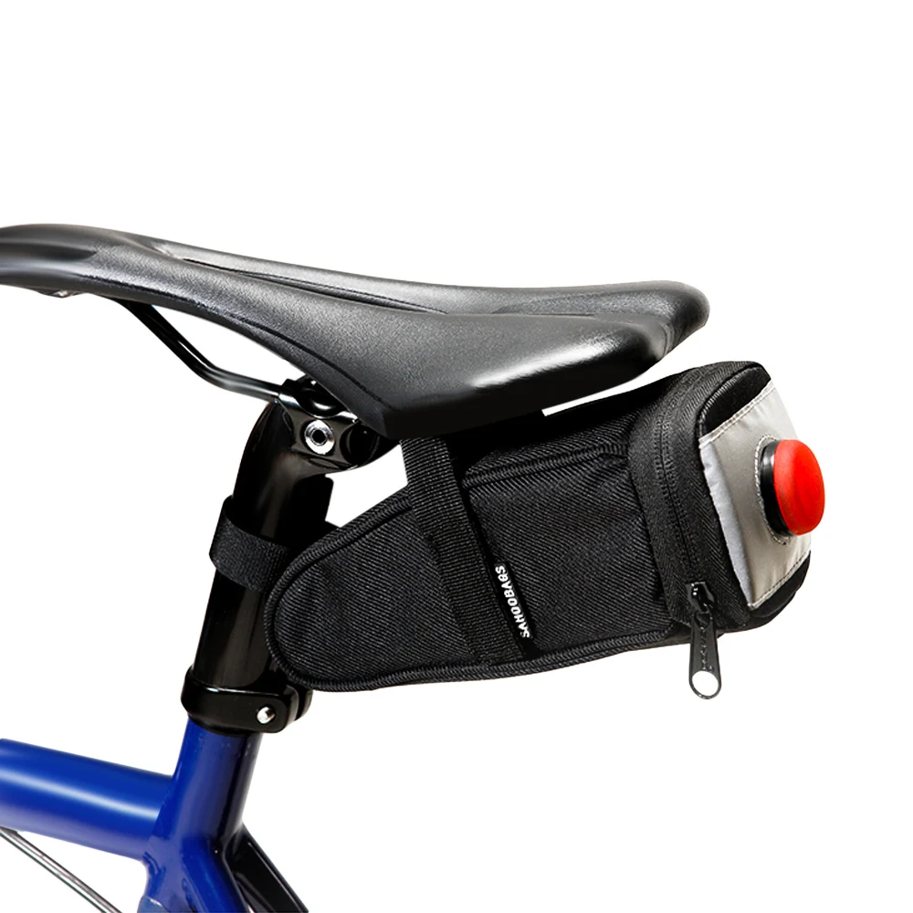 Lightweight Polyester Water Resistant Bike Saddle Bag Under Seat Pack With Tail Light for Bike