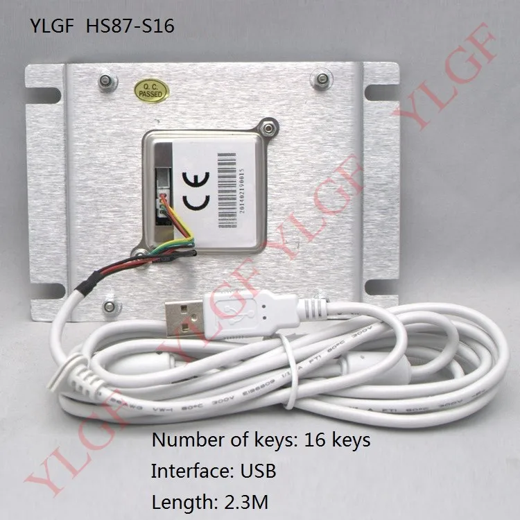 Клавиатура металла, ylgf hs87-s16-u USB интерфейс 16 Ключ встроен клавиатура Водонепроницаемый(ip65), пыли, против насилия