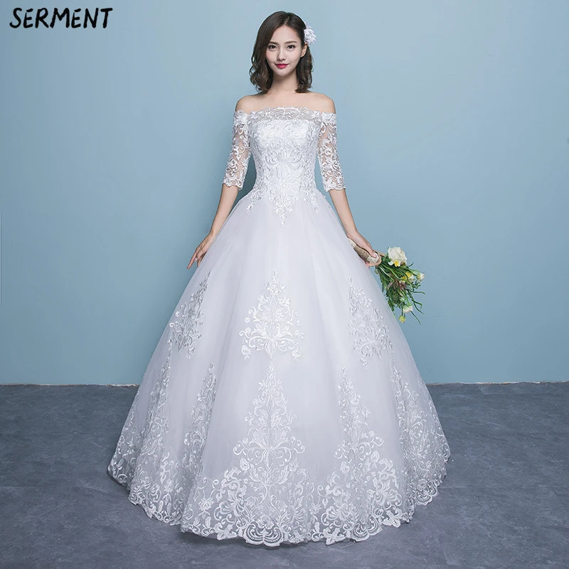 

Wedding Dress 2019 New Summer Paragraph Word Shoulders In The Sleeves Bride Large Size Pettiskirt Women