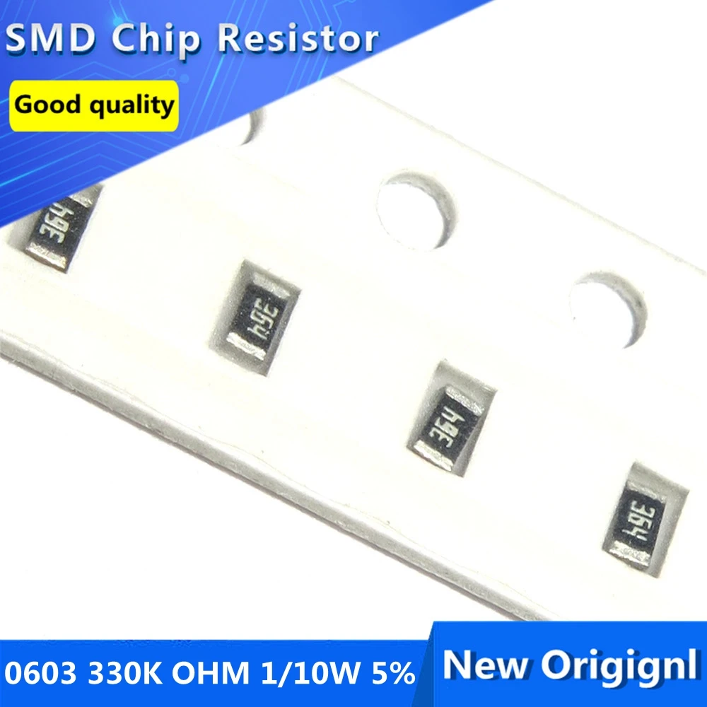 

100PCS SMD Resistor 0603 330K OHM 330K 1/10W 5% SMD Chip Resistor