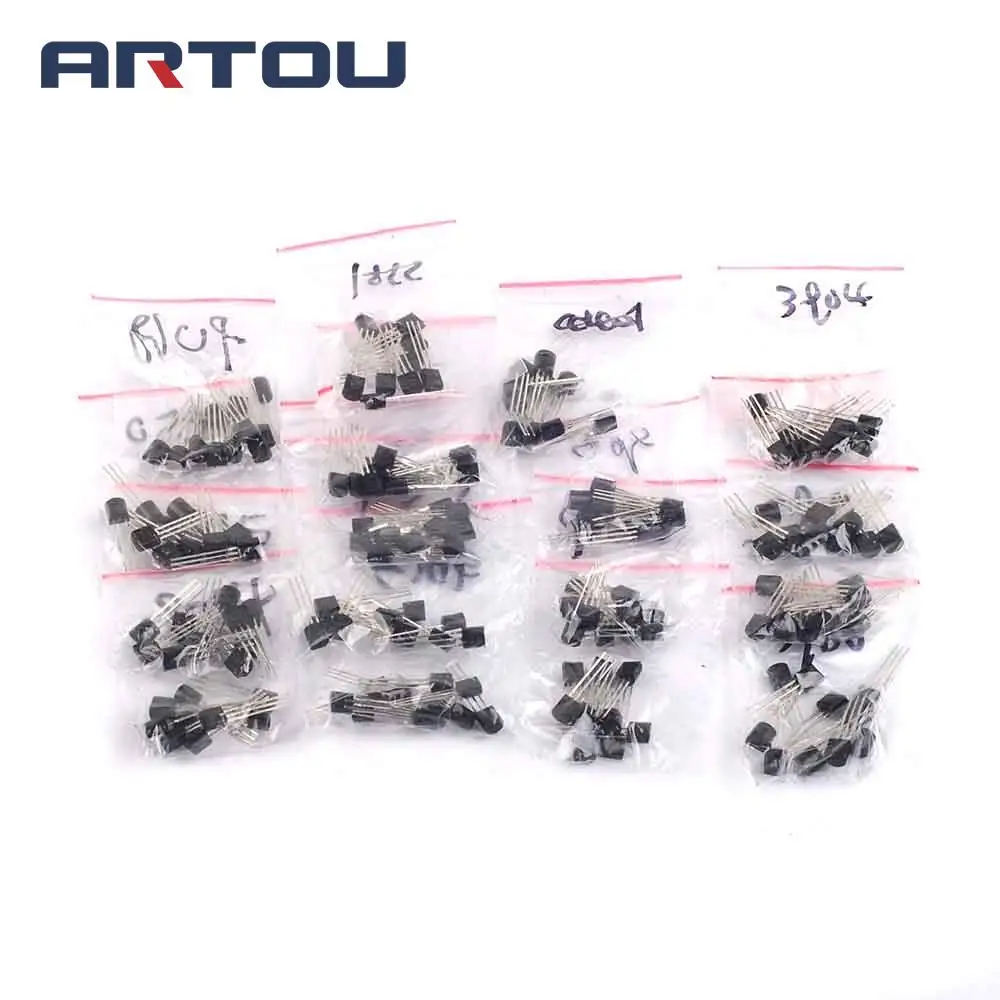 18 value 180pcs TO-92 Transistor Assortment Kit S9012 S9013 S9014 S9015 S9018 A1015 C1815 A42 A92 2N5401 2N5551 A733 C945
