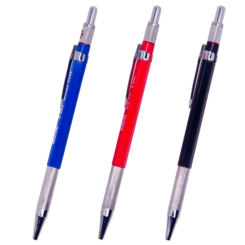 2,0 мм механический чертёжный карандаш для рисования, держатель для школьных и офисных канцелярских принадлежностей, красный/синий? Черный