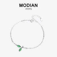 Modian Featured Brand DEALS Authentic 925 Sterling Silver Natural Peridot Bracelet Women Link Charm Bracelet Silver Fine Jewelry 1