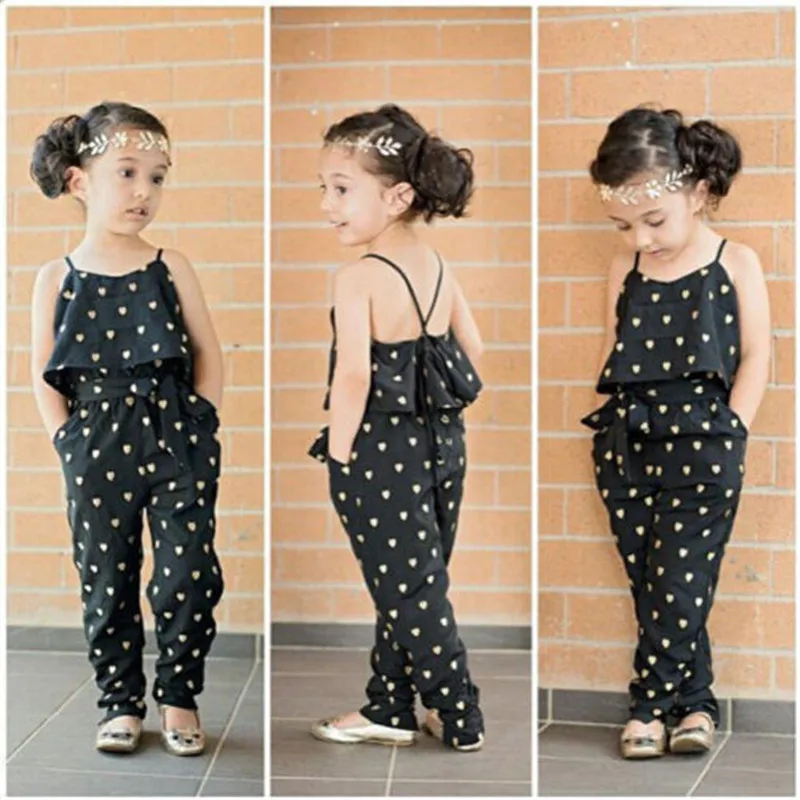 Musim Panas Anak Gadis Jumpsuits Pakaian Bermain Celana Bib