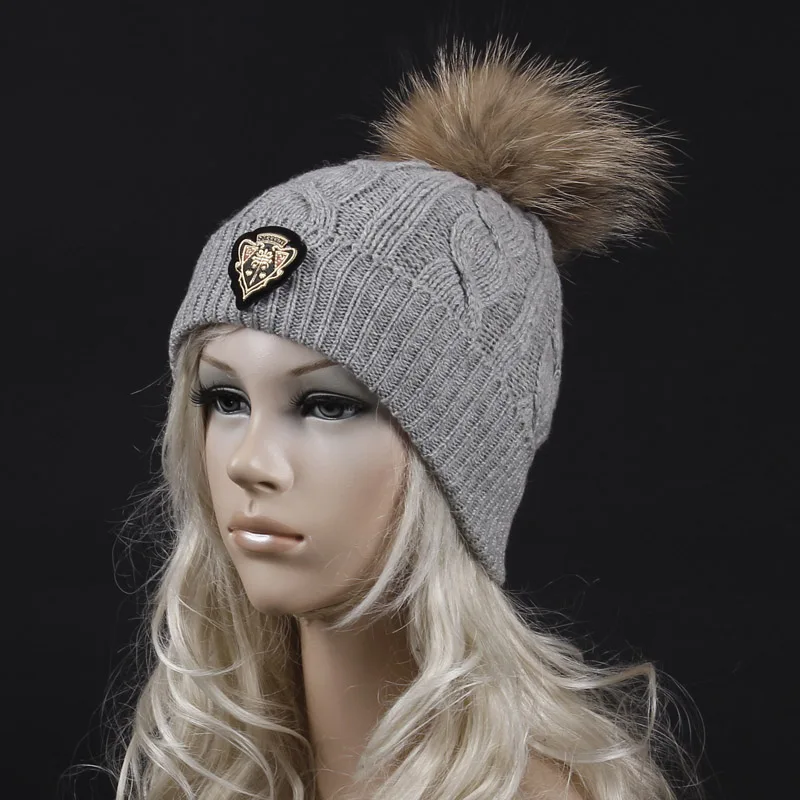 

2017 new casual style striped knit hat with fur ball brand new beanies gorros