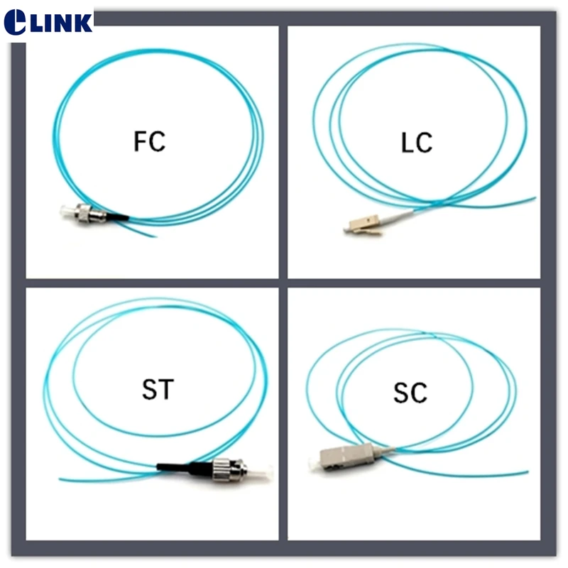 50 шт. OM3 волоконные косички 0 9 мм SC LC ST FC 1 м 5 волоконно-оптический pigtail aqua кабель FTTH