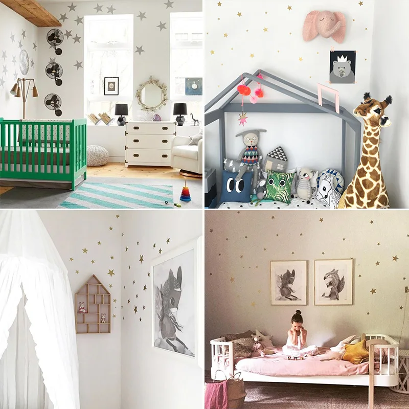 Wall Sticker For Kids Room Gold Stars Baby Nursery Room Kids Wall Stickers Bedroom Children Wall Decals Home Art Wallpaper