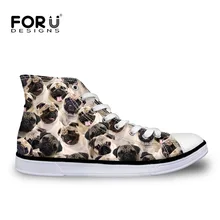 FORUDESIGNS/модная мужская обувь с высоким берцем; Вулканизированная обувь; Новинка; Мужская парусиновая обувь для отдыха с принтом «собака-Мопс»; кроссовки на плоской подошве