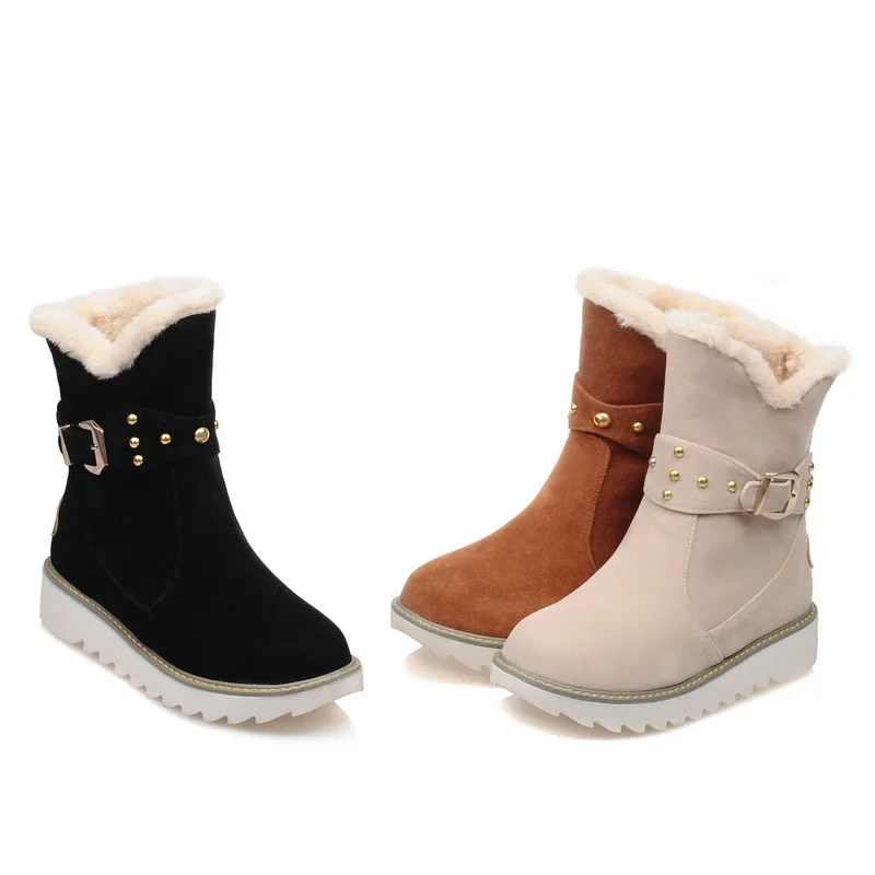 NEMAONE/женские зимние ботинки; плюшевая зимняя теплая обувь на платформе; женские ботильоны на низком каблуке; женская обувь; большие размеры 42-43
