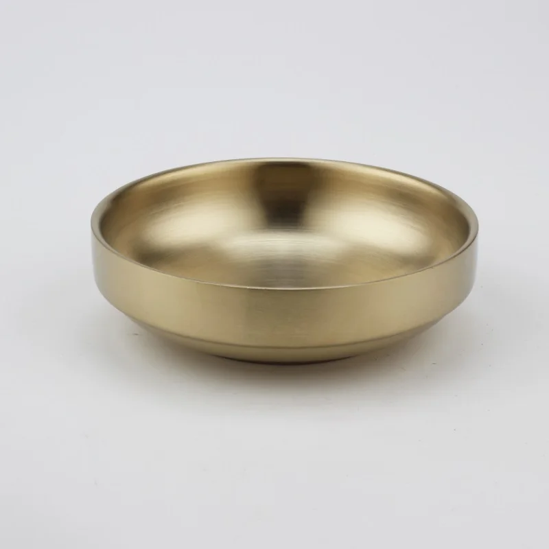 

304# Stainless Steel Gold color Plate Thickened Double layer bowls pan