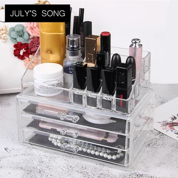 

JULY'S SONG Large Desktop Makeup Organizer Storage Box PS Make Up Organizer Cosmetic Organizer Makeup Storage Drawers Organizer