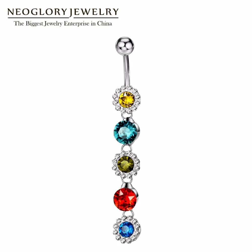 Neoglory Rhinestone Piercing Belly Button Rings For Women Body Piercing
