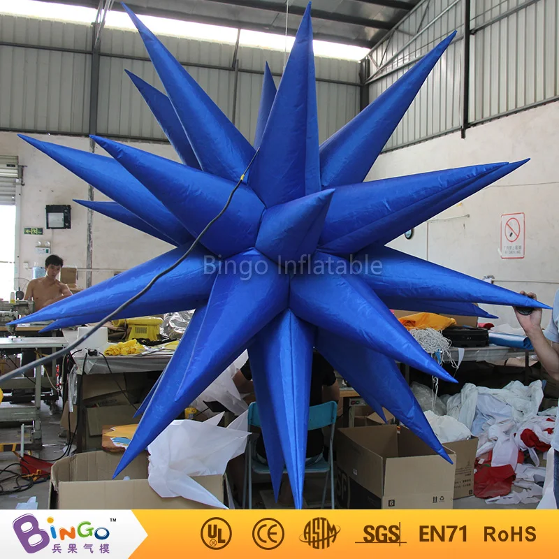 Free Delivery Blue inflatable Hanging Lighting Star Inflatable Angle Star with 31 angles light toys