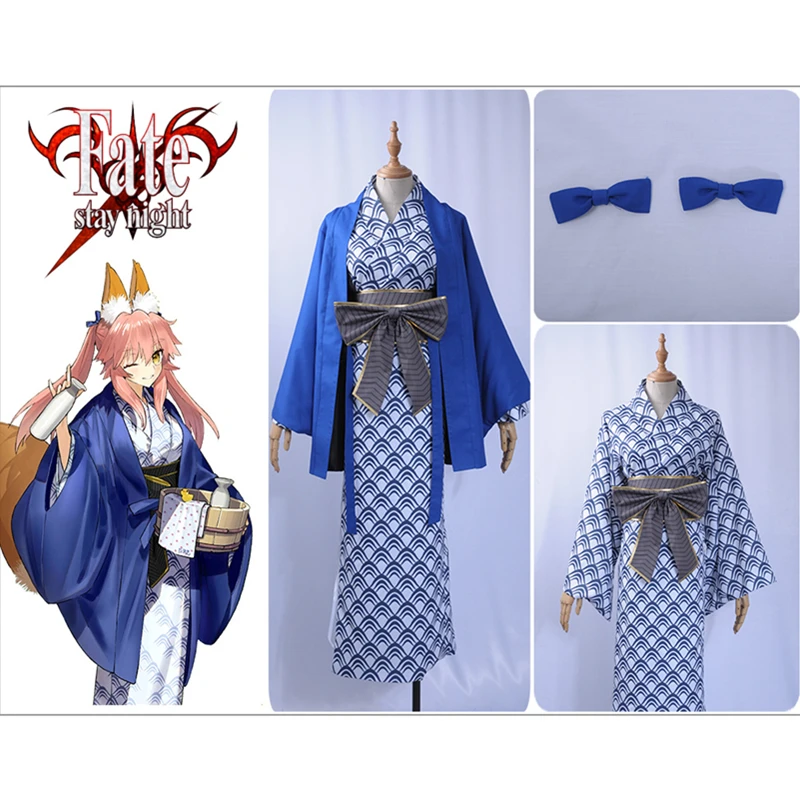 FGO Fate Cosplay Game Aniplex 3rd tammo no Mae Caster традиционное женское платье с бантом Pairpin Косплей