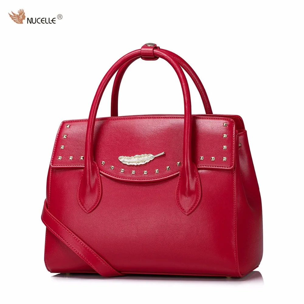 

2017 New NUCELLE Brand Design Fashion Rivets Long handle High Quality Soft PU Leather Women Lady Handbag Shoulder Bags