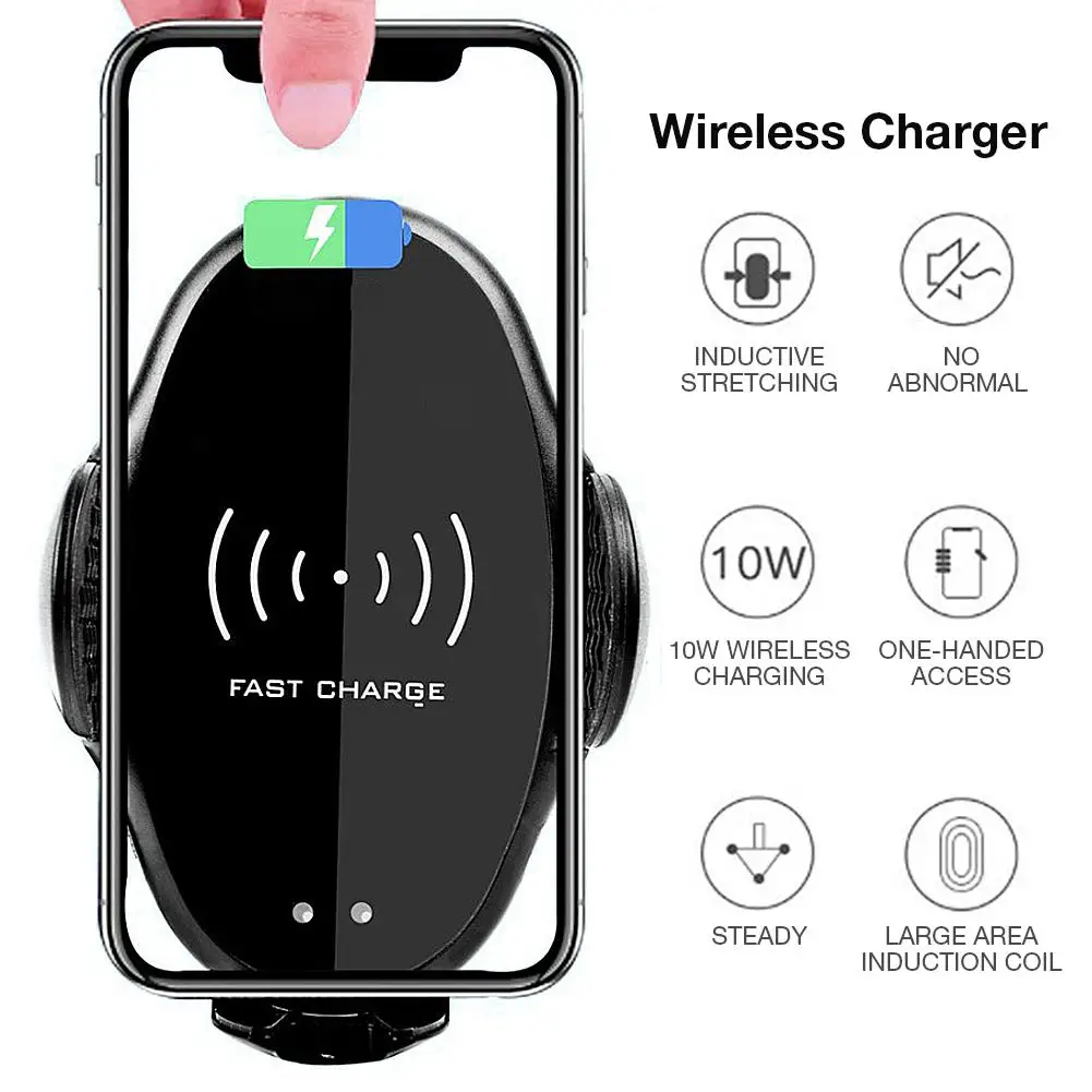 Automatic Clamping Wireless Car Charger Mount Windshield Dashboard Air Vent 10W Qi Fast Charging Car Phone Holder For Phone