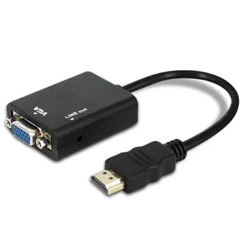 

HDMI To VGA Adapter with Audio Connector Cable Display Projector Digital Audio HDMI Male To VEGA Female Converter JQC-Z34