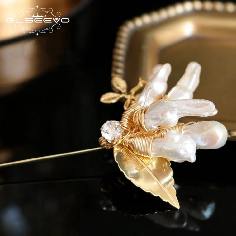 GLSEEVO, натуральная пресноводная брошь в стиле барокко с жемчугом для женщин, вечерние, красивые броши, брошь Du Lux Femme Bijoux, ювелирное изделие GO0333