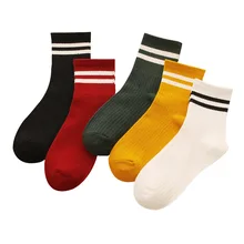 Классические женские хлопчатобумажные носки в полоску, Ретро стиль, для старшеклассников, хип-хоп, коньков, модные белые корейские Харадзюку