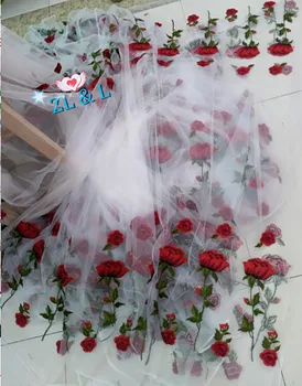 

Rose method embroidery chiffon silk fabric mesh material DIY clothing clothing accessories 60701 suitable for wedding dresses
