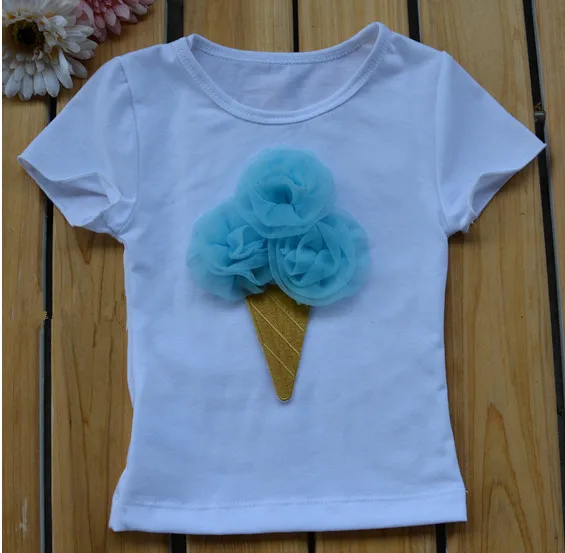 Модная футболка с рисунком кекса для маленьких девочек на день рождения Детская футболка с короткими рукавами детские Топы И Футболки с мороженым, летняя одежда - Цвет: as shown