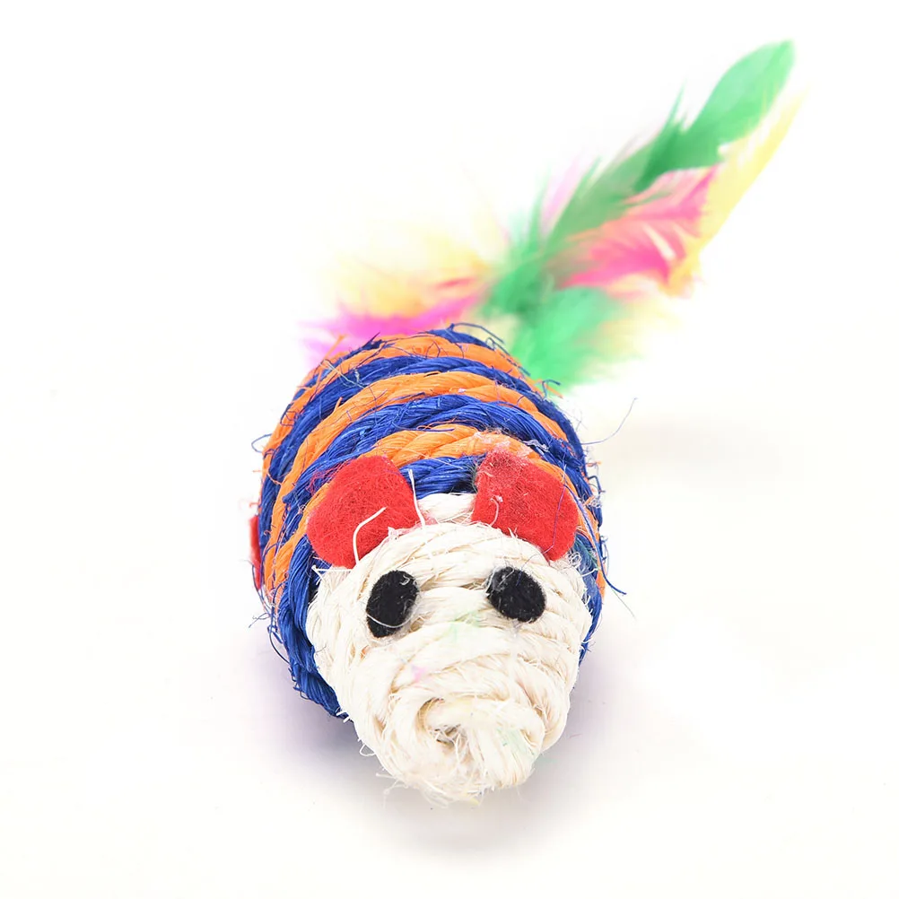 Pet Cat Kitten Feather mice Sisal Rope mouse Rattle Scratcher Toy Color Random | Дом и сад