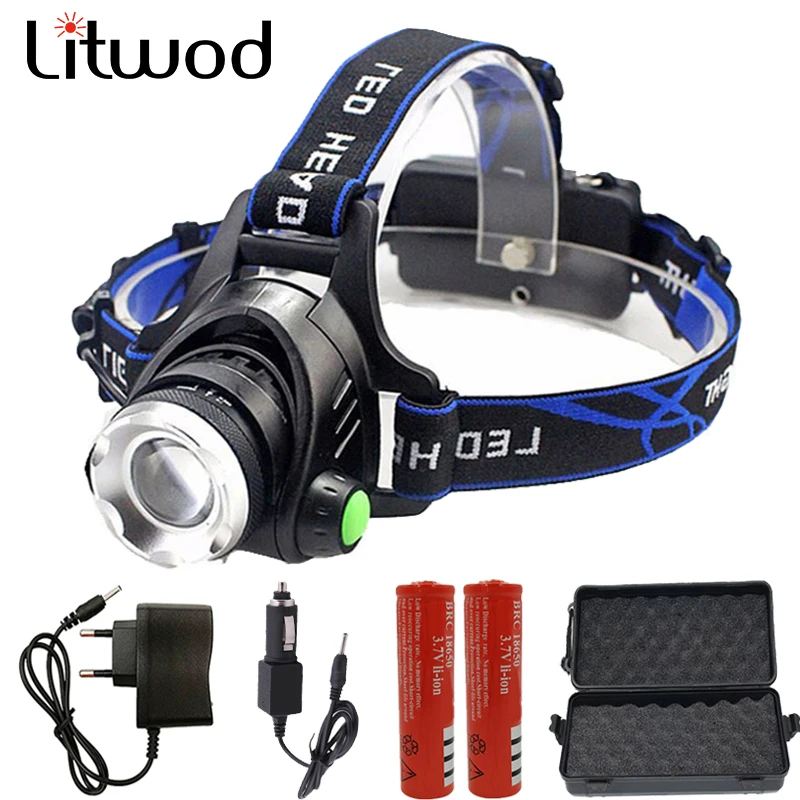 

Litwod Z30568D LED Headlamp Aluminum Zoom XM-L L2 Zoom Led Headlight Head Flashlight Adjustable Head Lamp 18650 Battery Light