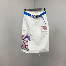 Большие винтажные юбки женские корейские милые кружевные джинсовые юбки с вышивкой Женские