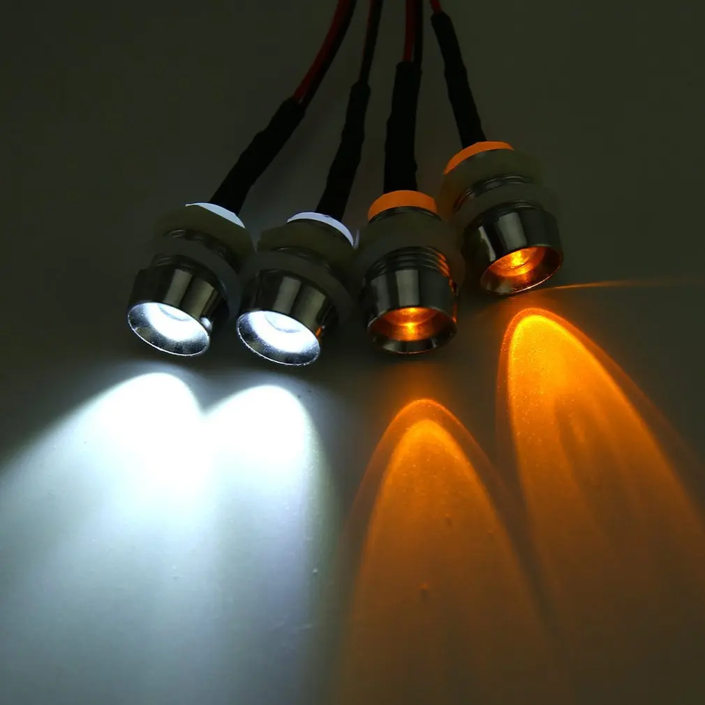 4 LED Lights 8mm Lamp Kit Headlights Taillight White Yellow Led for RC Car Truck Model Traxxas