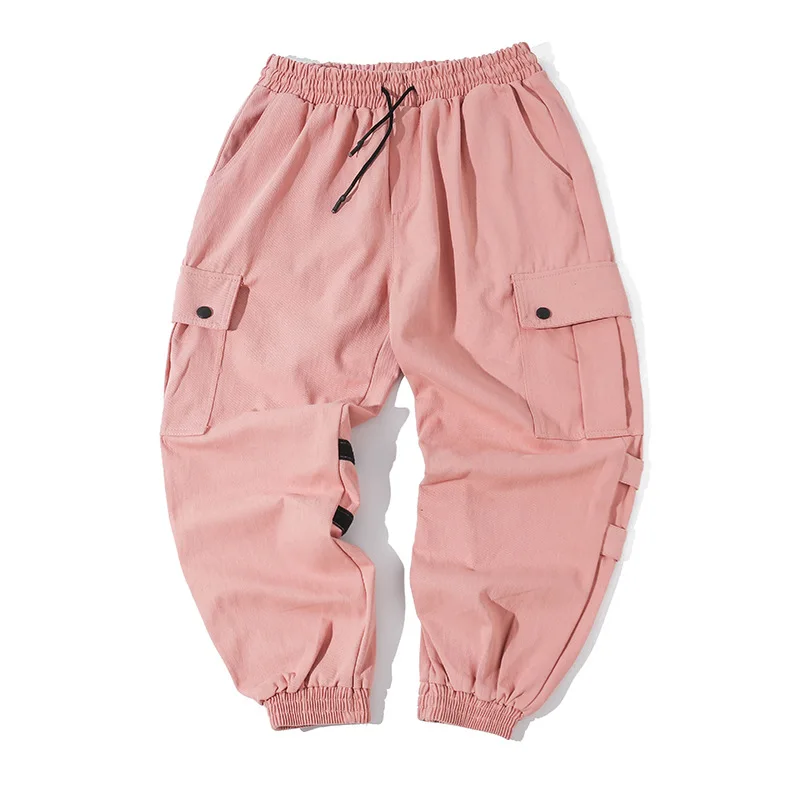 Брюки карго-шаровары, розовые брюки, мужские повседневные мешковатые джоггеры, брюки, осень, Харадзюку, уличная одежда, штаны в стиле хип-хоп, мужская мода, американский размер GM60