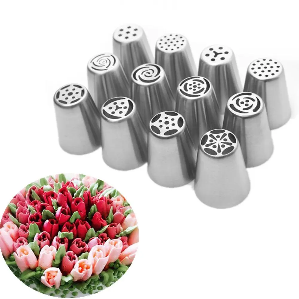 12pcs Stainless Steel Icing NozCake Decorating Tools DIY Stainless