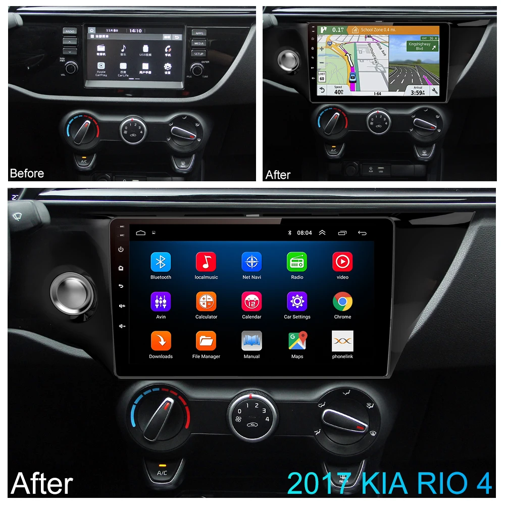 2din Android 8,1 car radio reproductor multimedia gps navigatio para Kia RIO 3 4 Rio 2010, 2011, 2012, 2013, 2014 2015, 2016, 2017, 2018