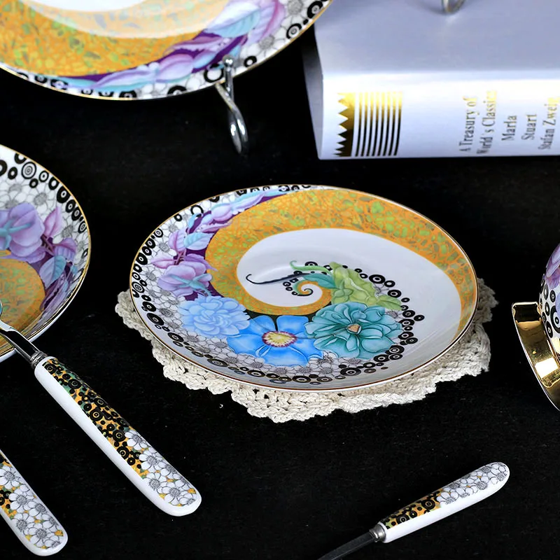 GLLead Европейский стиль Высший сорт столовая посуда из китайского фарфора набор в западном стиле стейк керамическая обеденная служебная табличка и комплект из чашки и блюдца
