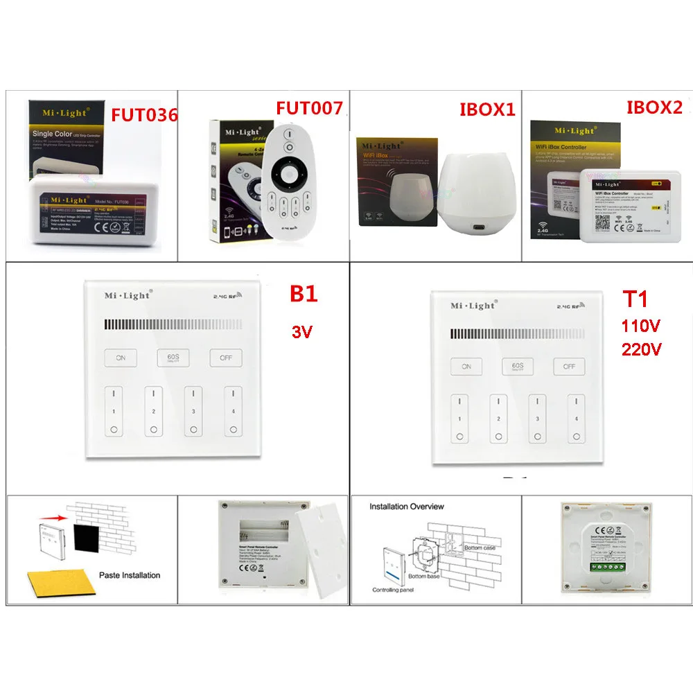 

Miboxer Single Color Remote 4-Zone Brightness Smart Panel WiFi iBox Smart Controller for led strip FUT036/iBox1/iBox2/B1/T1