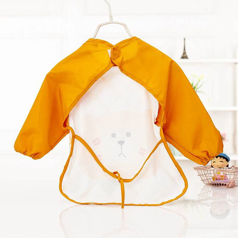 2019 Cute Baby Bibs Toddler Baberos Bavoir Waterproof Long Sleeve Apron Cartoon Animals Children Feeding Smock Bib Baby Stuff
