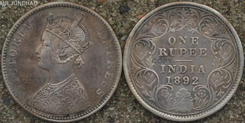 

Британская Индия 1892 Серебряная Королева Виктория одна рупия копии монет
