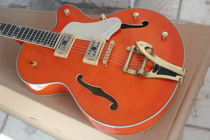 Заводская оранжевый Gretsch 6120 Полу полый корпус корейские тюнеры Джаз