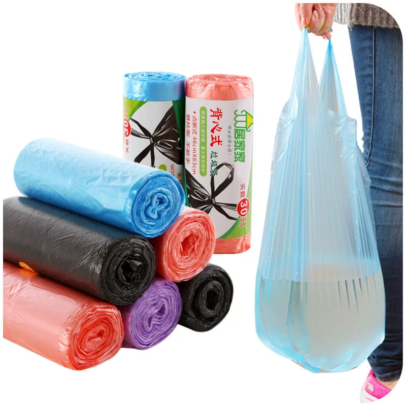 

Vest-style Kitchen Garbage Bags Off Point Thicken Portable Household Disposable Plastic Bags