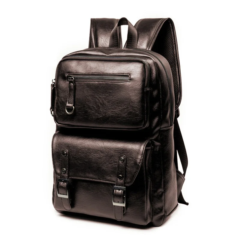 

Vintage Backpack for Men School College PU Leather Laptop Man Backpacks Large Capacity Fits 15.6 Inches Computer Travel Business