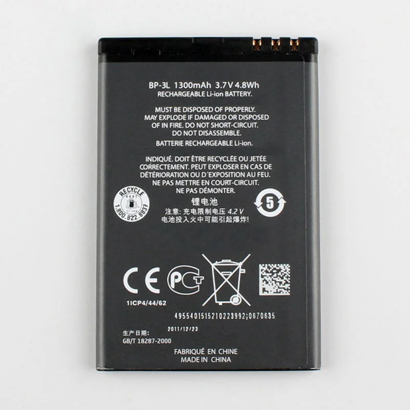 

ISUNOO mobile phone battery BP-3L BP 3L BP3L for Nokia Asha 303,Lumia 505 510 610 610C 710 Battery Replacement 1300mAh