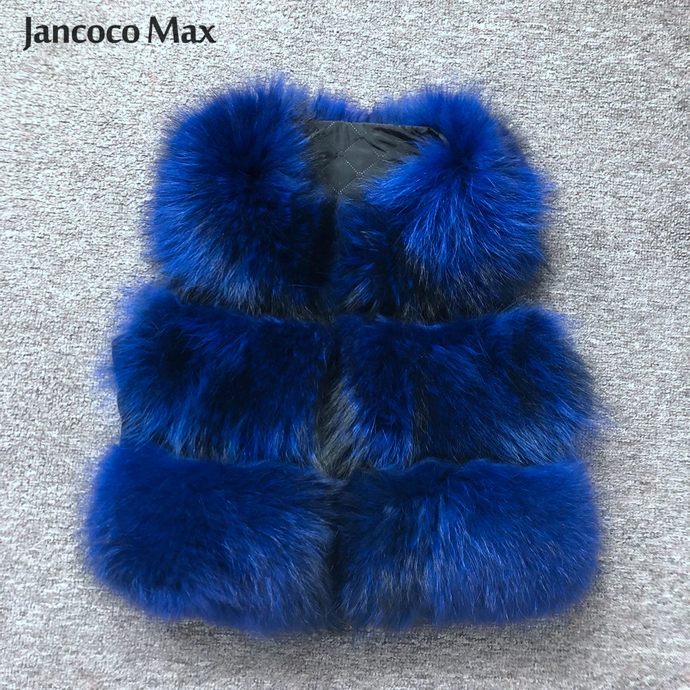 Jancoco Max женский жилет из натурального меха енота меховой жилет короткая куртка женская зимняя мода 3 ряда жилет высокого качества S1150SJ