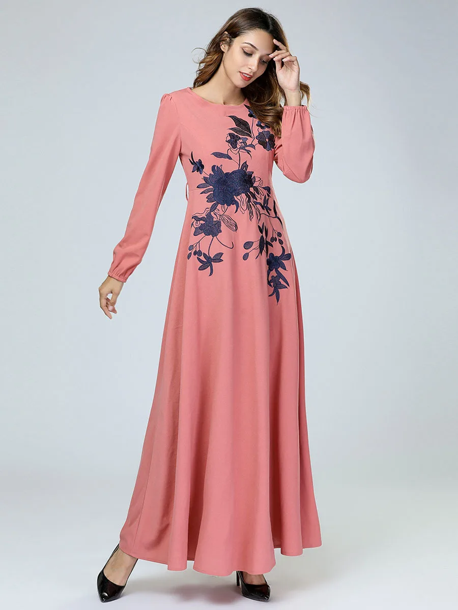 Элегантное Длинное кимоно с вышивкой больших размеров, халаты, мусульманский арабский Средневосточный исламский стиль, Платье макси с