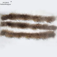 Linhaoshengyue50 см, натуральный мех енота, Детский капюшон, воротник, высокое качество, мех енота, модное пальто, воротник, шапка, воротник