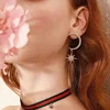 Boucles d'oreilles style bohème, mignon lune, étoile, couleur argent, or, avec pierre en Zircon, bijoux coréens, mode offre spéciale ► Photo 3/5
