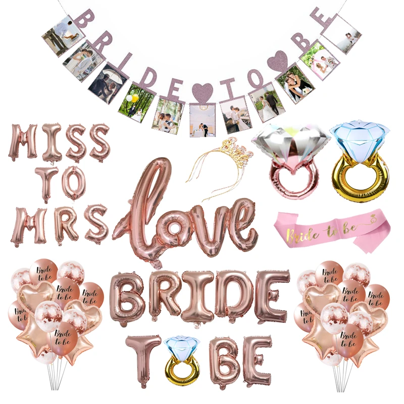 Chicinlife Bride To Be Theme Balloon Crown Sash Bachelorette Party Decoration Miss To Mrs Balloon Wedding Bridal Shower Supplies Party Diy Decorations Aliexpress